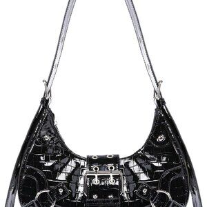 Women's Y2k Purse Goth Handbag Studded PU Leather Clutch Handbag Boho Shoulder B